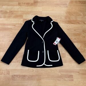 Jones New York signature petite wool black/white blazer size PP NWT